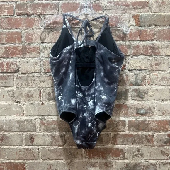 Athleta Tie Dye One Piece Swimsuit Halter Neck Cutout Back Size Large Petite - Picture 4 of 5